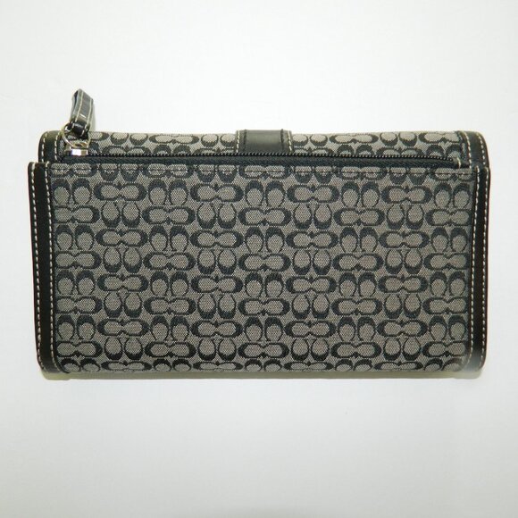 VTG. Y2K Coach Mini Sig. C's Checkbook Wallet Black Gray Canvas Leather MINT - Picture 2 of 8